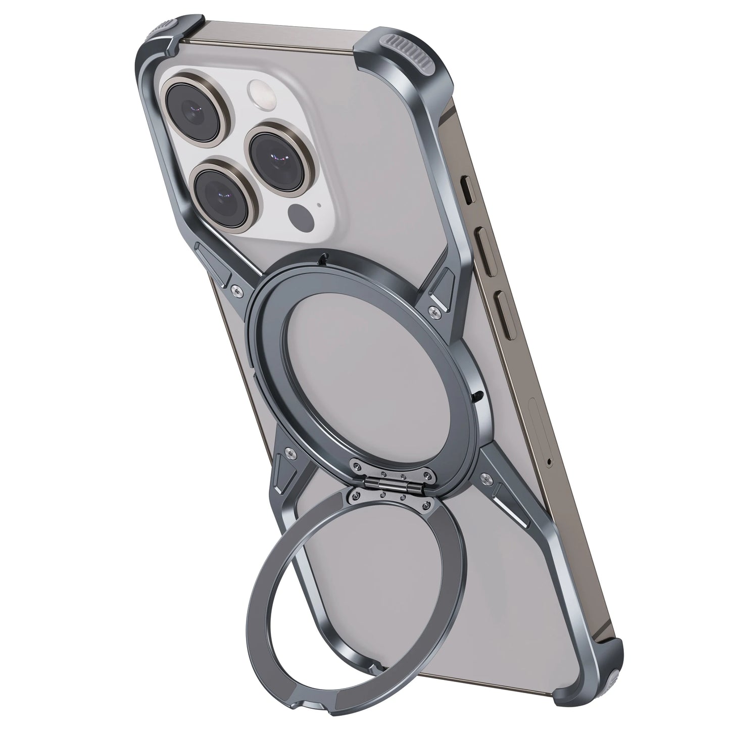 M3 Aluminium X With Kick Stand Skeleton Case iPhone 15 Pro Series