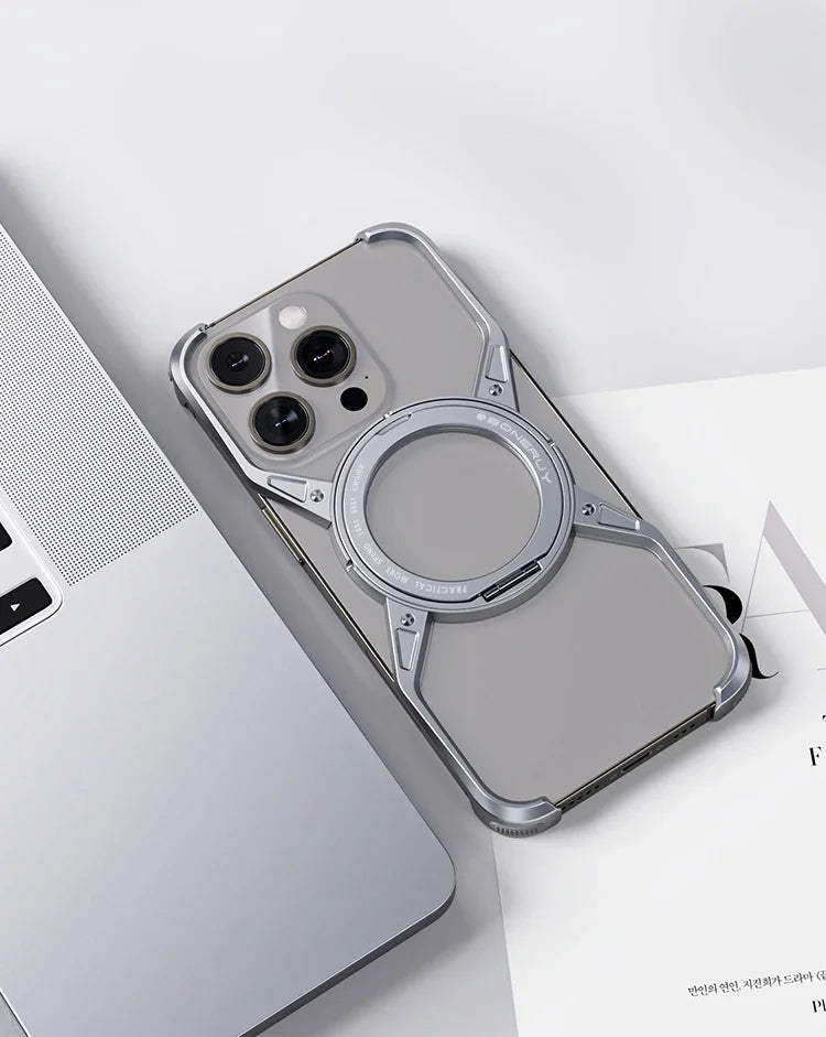 M3 Aluminium X With Kick Stand Skeleton Case iPhone 15 Pro Series