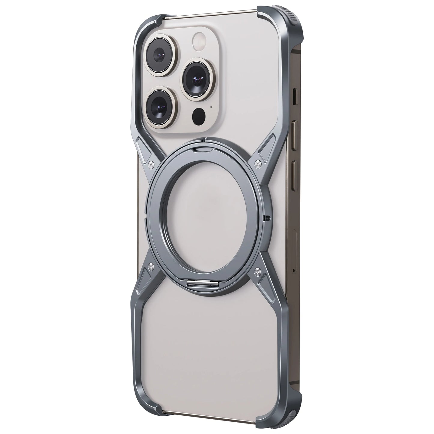 M3 Aluminium X With Kick Stand Skeleton Case iPhone 15 Pro Series