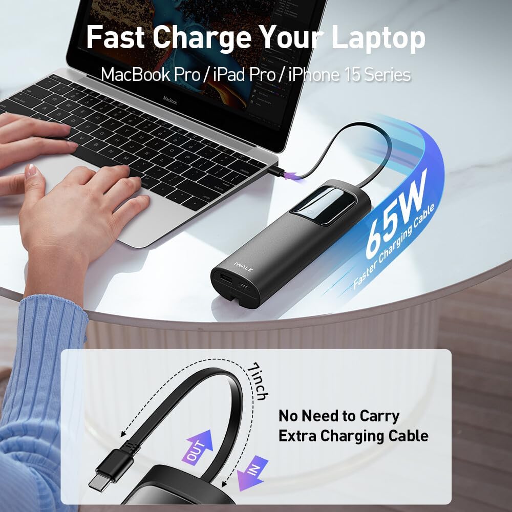 iWalk Tanker Power Bank 20,000 mah 65W With Built In Cables