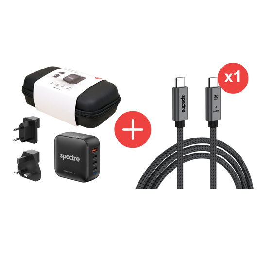 Spectre Traveler Kit – 100W GaN Charger + USB-C Cable Bundle (1M / 2M)
