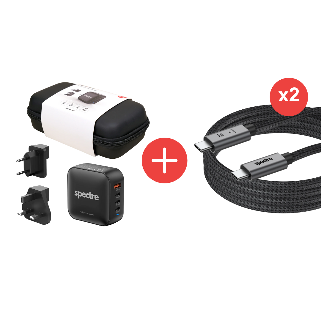 Spectre Traveler Kit – 100W GaN Charger + USB-C Cable Bundle (1M / 2M)