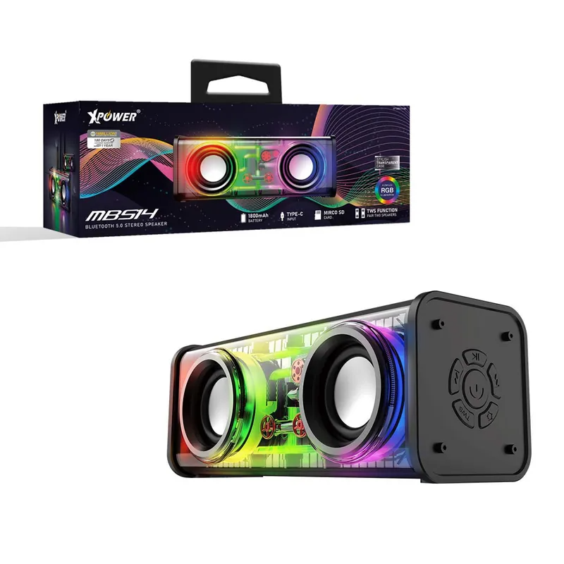 XPower MBS14 RGB LED Bluetooth 5.0 Speaker 1800mAh Battery